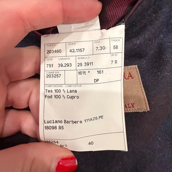 Luciano Barbera Men's Blue Plaid Blazer Made in Italy 46R 100% Wool Soft - Picture 14 of 16